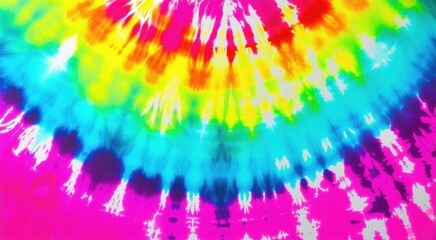 Tie dye is a bright rainbow colored pattern with a black background