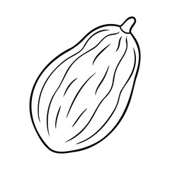 Black and white line drawing of a date fruit in a simple outline style