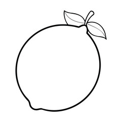 Minimalist black and white lemon outline with leaves