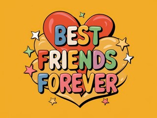 Best friends forever with colorful hearts and stars design