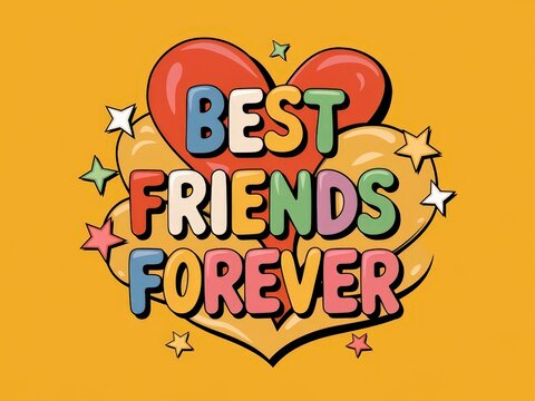 Best friends forever with colorful hearts and stars design