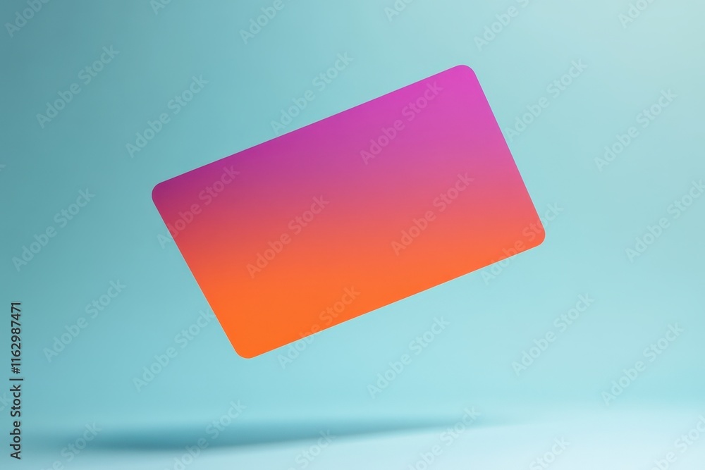Poster vibrant gradient card floating against a soft blue background
