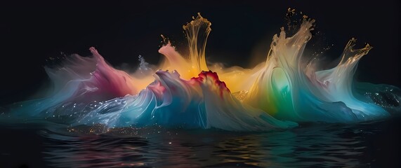 Fototapeta premium A dynamic splash of colored water frozen in time capturing the beauty of movement and the artistry of nature