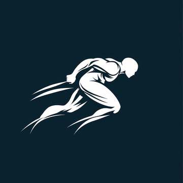 Dynamic athlete sprinting forward with powerful motion, showcasing strength and speed in a minimalist design. Generative AI
