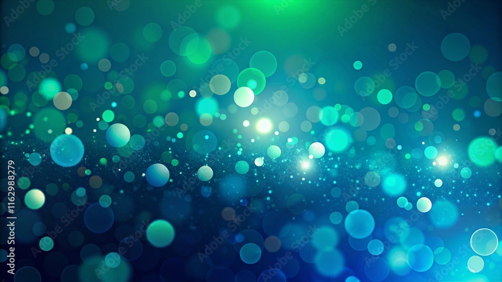 Aufkleber dark blue green background with bokeh effect. abstract light background with copy space for design. 