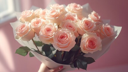 Lush Pink Roses with Green Leaves 9