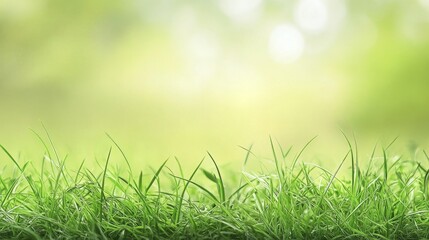 Obraz premium Fresh green grass with soft sunlight glowing.