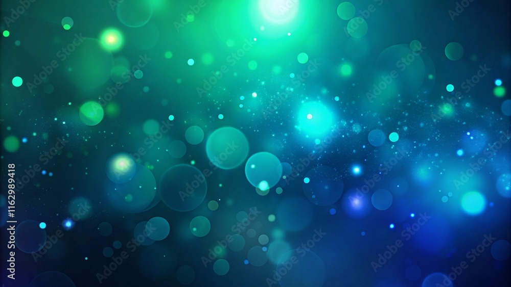 Aufkleber dark blue green background with bokeh effect. abstract light background with copy space for design. 