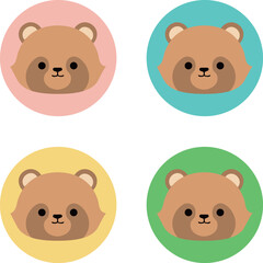 かわいいタヌキの顔のイラストセット