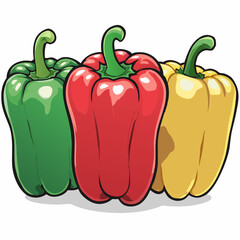 Colorful fresh bell peppers isolated on a white background