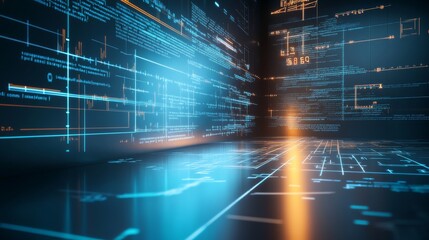 Naklejka premium Futuristic digital data visualization scene.
