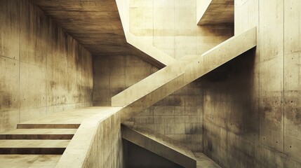 Abstract Concrete Staircase Interior Architectural Design
