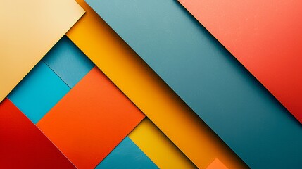 Fototapeta premium Colorful geometric composition with spheres and blocks in vibrant tones The image features a mixture of warm and cool colors in abstract forms, creating a playful atmosphere
