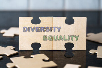 Diversity, Equality, Civil Rights, Interlocking Wooden Puzzle Pieces, Tolerance