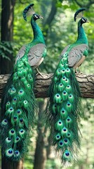 Marvelous Peacocks Show off Vibrant Plumage in a Serene Chinese Forest