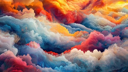 Vibrant, swirling clouds in a colorful sky.
