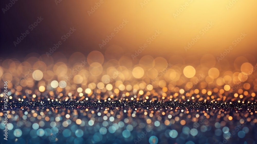 Poster shimmering bokeh lights on a textured surface with a warm golden glow.