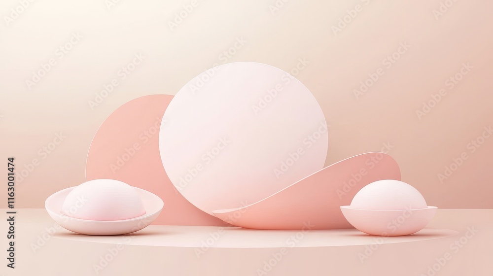 Poster minimalistic abstract shapes in soft colors.