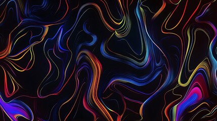 Abstract Neon Wave Lines Art Design