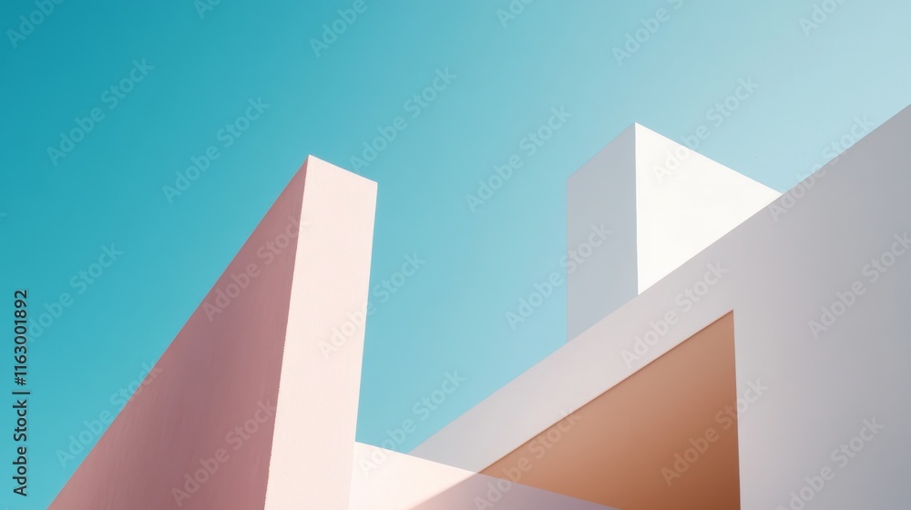 Poster modern architectural design with colorful shapes.