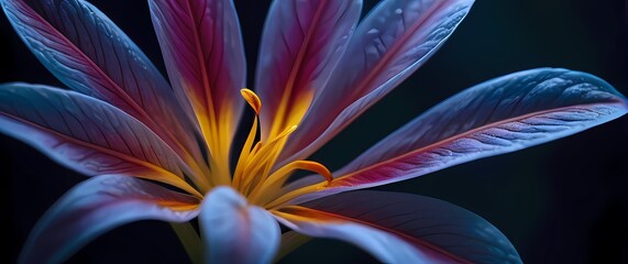 A close up of a delicate flower petal with intricate veins and vibrant colors capturing natures detail