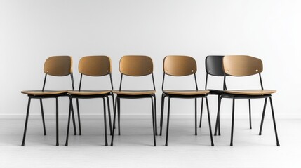 Modern chairs in minimalist office space.