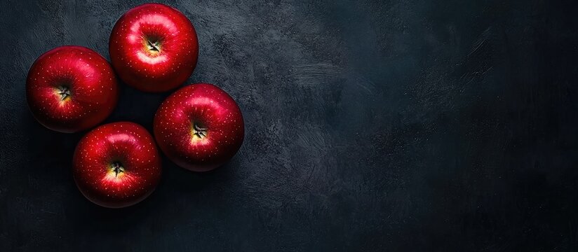 Fresh Red Apples on Dark Background with Space for Text or Branding in Food Photography