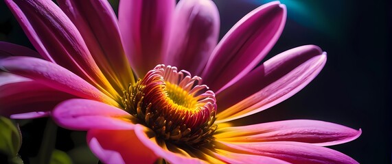 Obraz premium A close up of a colorful flower blooming in the summer sun showcasing the intricate details and vibrant hues of petals. Extremely detailed high resolution illustration.
