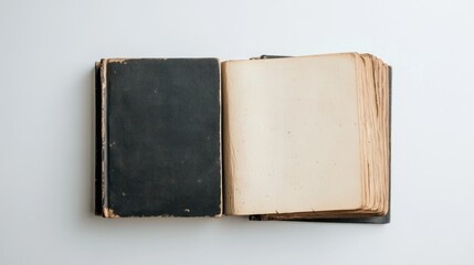 Two vintage blank books with open covers on a clean white background showcasing empty pages for creative writing or journaling ideas