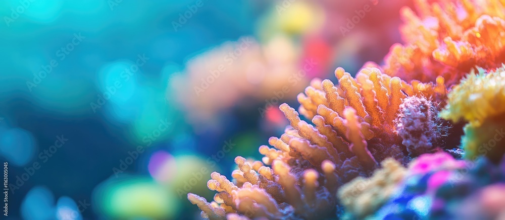 Poster vibrant coral reef background ideal for dynamic marketing with ample copy space for compelling text 