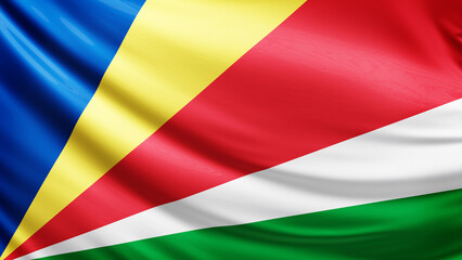 the seychelles flag picture, close-up shot of seychelles island nation flag, africa, animated flag background photo, 3D photo of a flag, national symbol of african country, patriotism, full screen