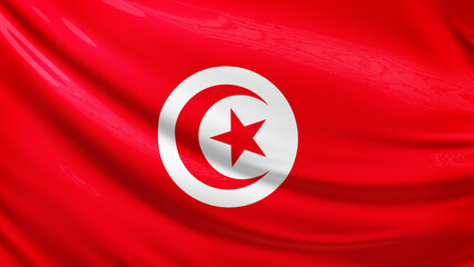tunisia flag picture, close-up shot of tunisian nation flag, africa, animated flag background photo, 3D photo of a flag, national symbol of african country, patriotism, full screen