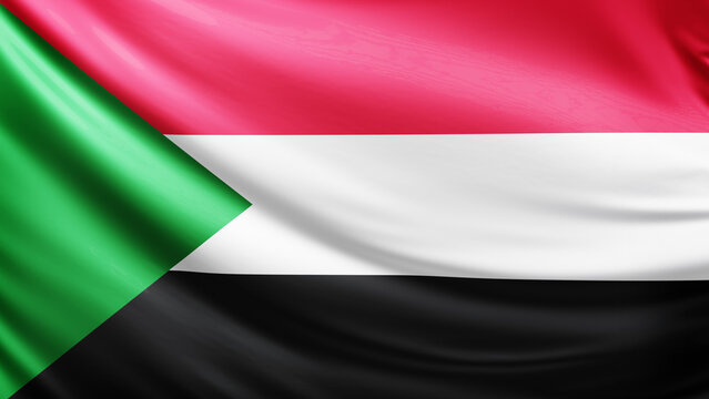 sudan flag picture, close-up shot of sudanese nation flag, africa, animated flag background photo, 3D photo of a flag, national symbol of african country, patriotism, full screen