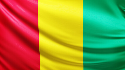 Fototapeta premium guinea flag picture, close-up shot of guinean nation flag, africa, animated flag background photo, 3D photo of a flag, national symbol of african country, patriotism, full screen