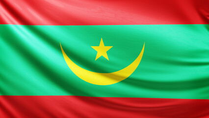 mauritania flag picture, close-up shot of mauritanian nation flag, africa, animated flag background photo, 3D photo of a flag, national symbol of african country, patriotism, full screen