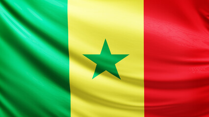 senegal flag picture, close-up shot of senegalese nation flag, africa, animated flag background photo, 3D photo of a flag, national symbol of african country, patriotism, full screen