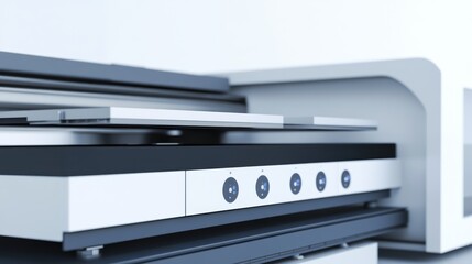 Modern printing machine with control panel features.