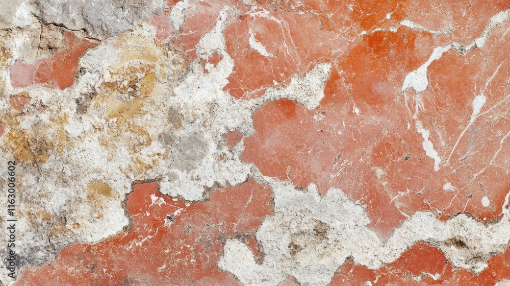 Poster Coral and white marbled texture background with empty space for custom text or graphics. Ideal for design and creative projects.