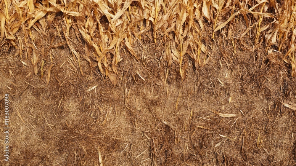 Poster dry cornfield texture background with empty space for copy long format
