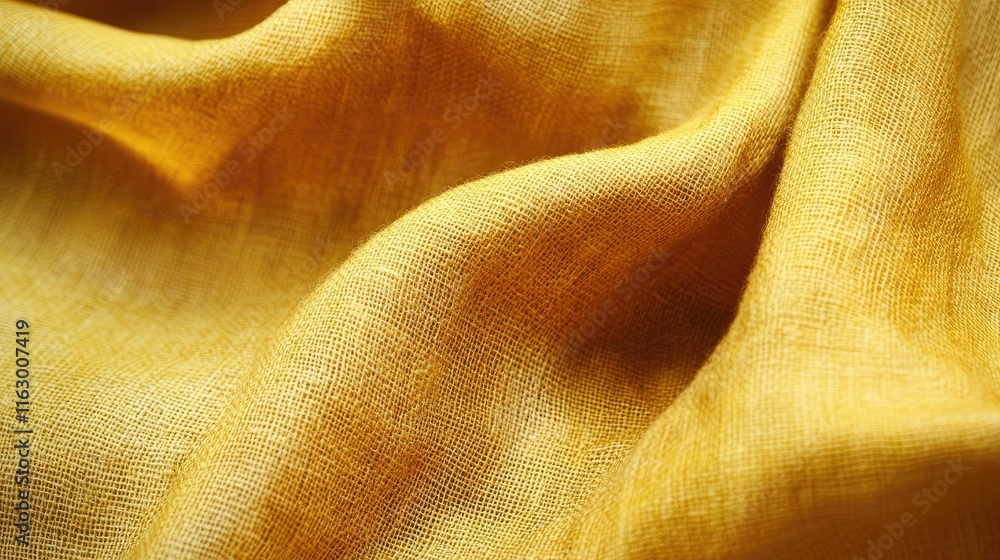 Poster warm yellow fabric texture with soft draped design for elegant backgrounds and textile applications