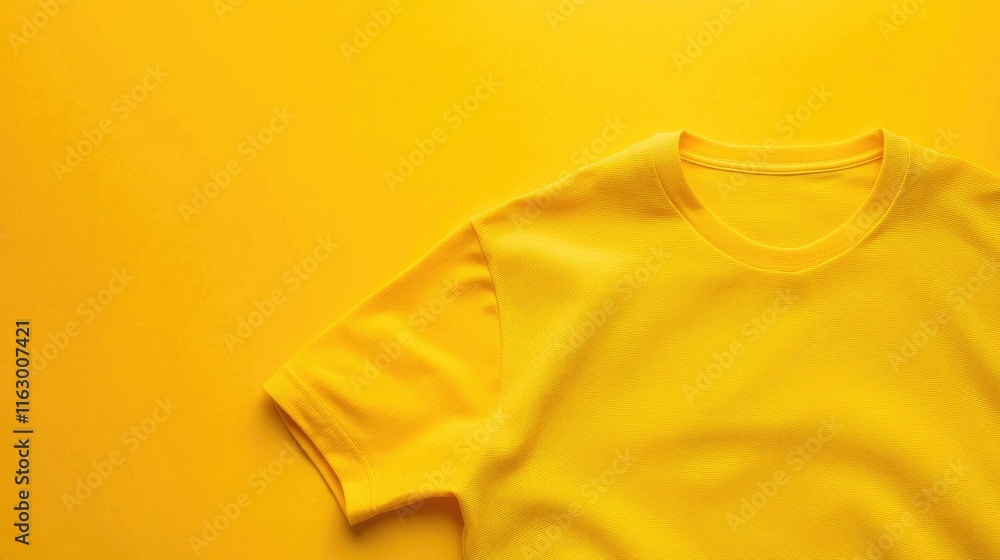 Poster yellow t-shirt mockup on matching background ideal for brand artwork display with digital space for 