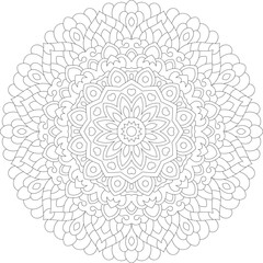 Intricate Rounded Mandala Coloring Page - Relaxing and Detailed Design for Mindful Creativity