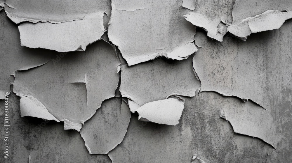 Poster torn and peeling poster texture in muted gray tones creating a distressed and weathered background e