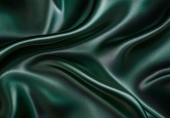 Fototapeta premium Luxurious Emerald Green Silk Fabric Drape, Elegant Satin Texture Background