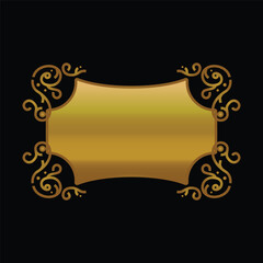 Vintage golden frame floral ornament design vector