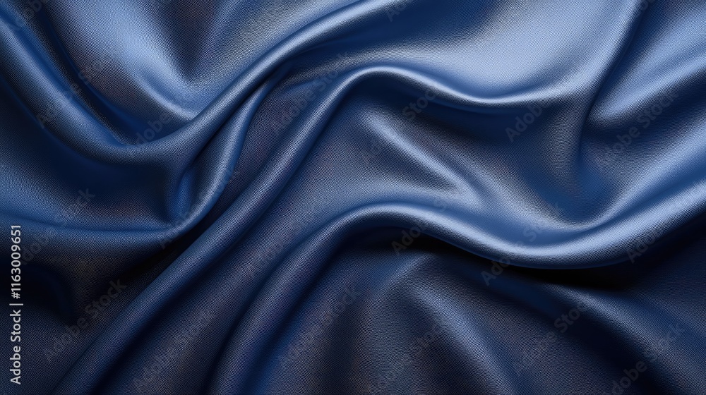 Poster elegant blue satin fabric texture with smooth curves and abstract patterns for stylish backgrounds a