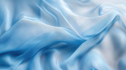 Obraz premium Delicate Light Blue Fabric Texture with Soft Flowing Drapery for Elegant Backgrounds