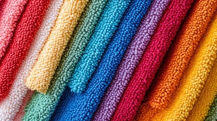 Obraz premium Colorful Soft Microfiber Cleaning Cloths Stacked in an Array for Household Use and Cleaning Purposes