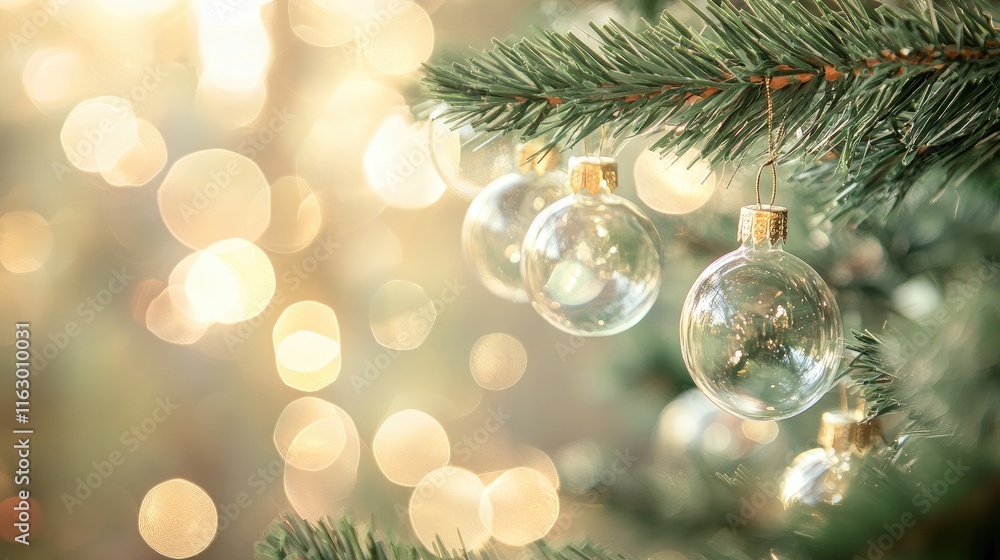 Aufkleber soft green bokeh background with christmas tree ornaments creating a festive atmosphere perfect for 