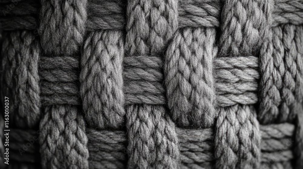 Aufkleber close up of soft gray woven fabric showcasing intricate braided texture and depth, perfect for texti